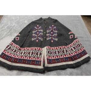 Vtg Sturbridge Womens Size M Aztec Kachina 28" Roosevelt Knit Cape Poncho